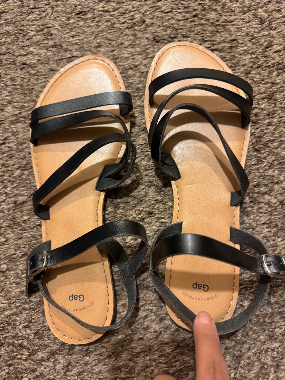 GAP Black Multi-Strap Women's Sandals with Tan Footbed